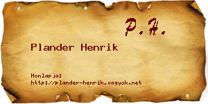 Plander Henrik névjegykártya